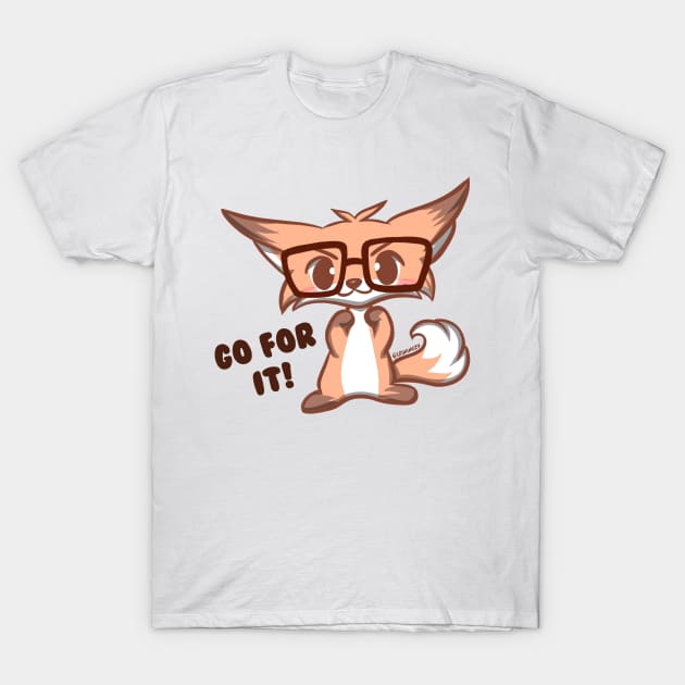 Cute Kawaii Nerd Fox go for it T-Shirt by Kyumotea